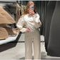 Women's set: slim-fit sweatshirt and wide-legged trousers