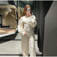 Women's set: slim-fit sweatshirt and wide-legged trousers
