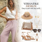 Solid Color Drawstring Casual Pants