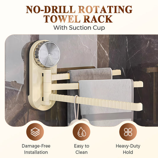 No-Drill Rotating Towel Rack With Suction Cup
