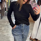 Slim-Fit Button Long-Sleeve Top