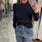 Slim-Fit Button Long-Sleeve Top