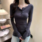 Slim-Fit Button Long-Sleeve Top