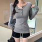 Slim-Fit Button Long-Sleeve Top