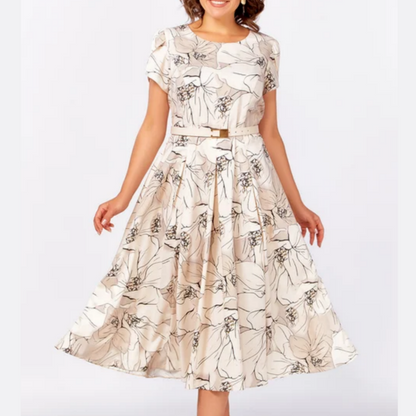 Women's Elegant Floral Print Short Sleeve Dress
