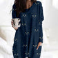Loose Printed Long Sleeve Midi Dress
