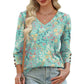 Solid-Color Printed, Elegant Puffy Long-Sleeved Shirt