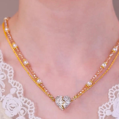 Magnetic Split Heart Matching Pendant Necklaces