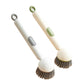 Rotatable cleaning brush with long handle, suitable for tableware and cookware.