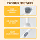 Rotatable cleaning brush with long handle, suitable for tableware and cookware.